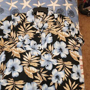 Hawaiian Floral Shirt Beige/Blue